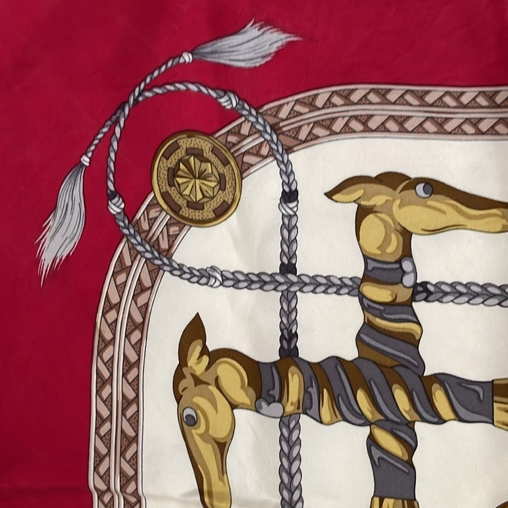 Trussardi Silk Scarf Elegant Red and Gold Scarf - Picture 16 of 17
